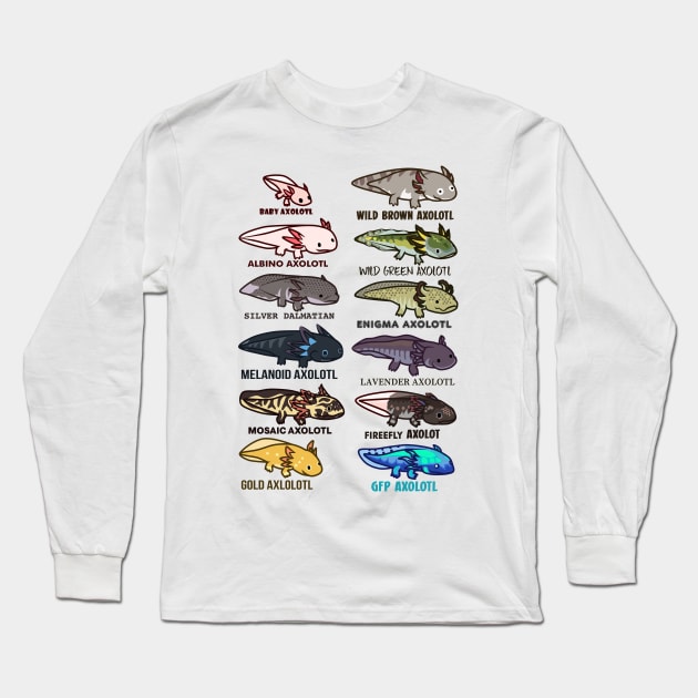 Types of Axolotls Long Sleeve T-Shirt by SharleenV80